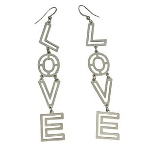 LOVE Silver Earrings Hollow Letter Dangle Drop Glam‎